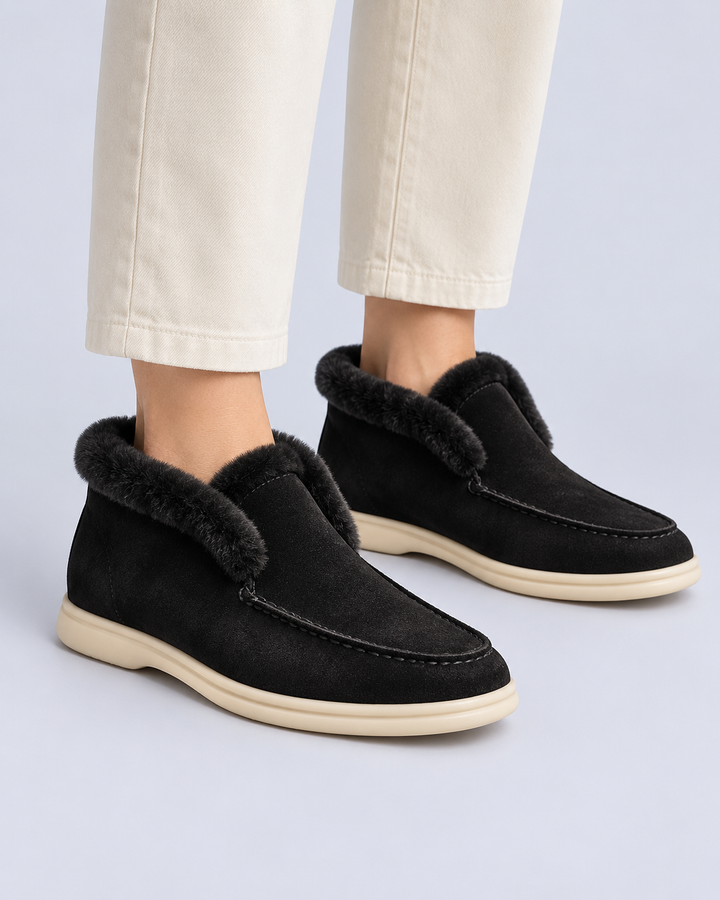 Women's Shearling Lined Suede Loafers