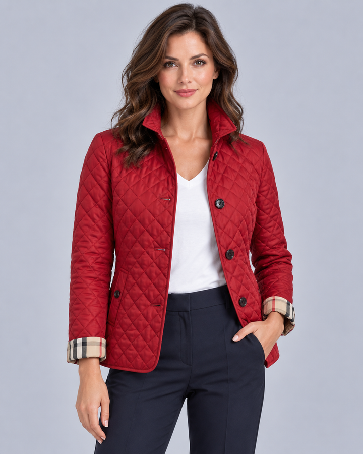 Women's Lightweight Quilted Jacket | Contrast Cuff Padded Coat