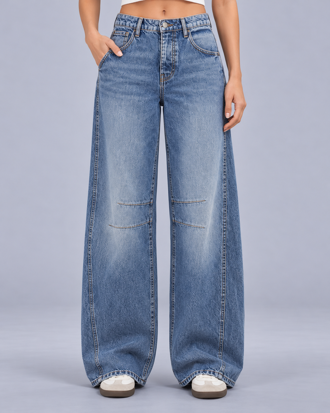 Women's Mid Rise Barrel Leg Jeans
