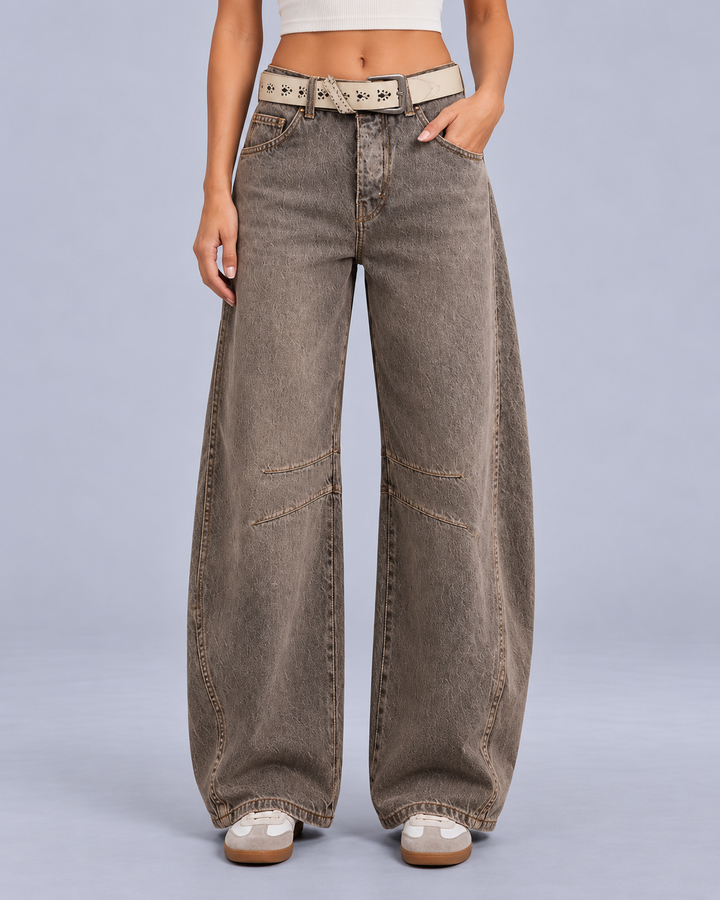 Women's Mid Rise Barrel Leg Jeans