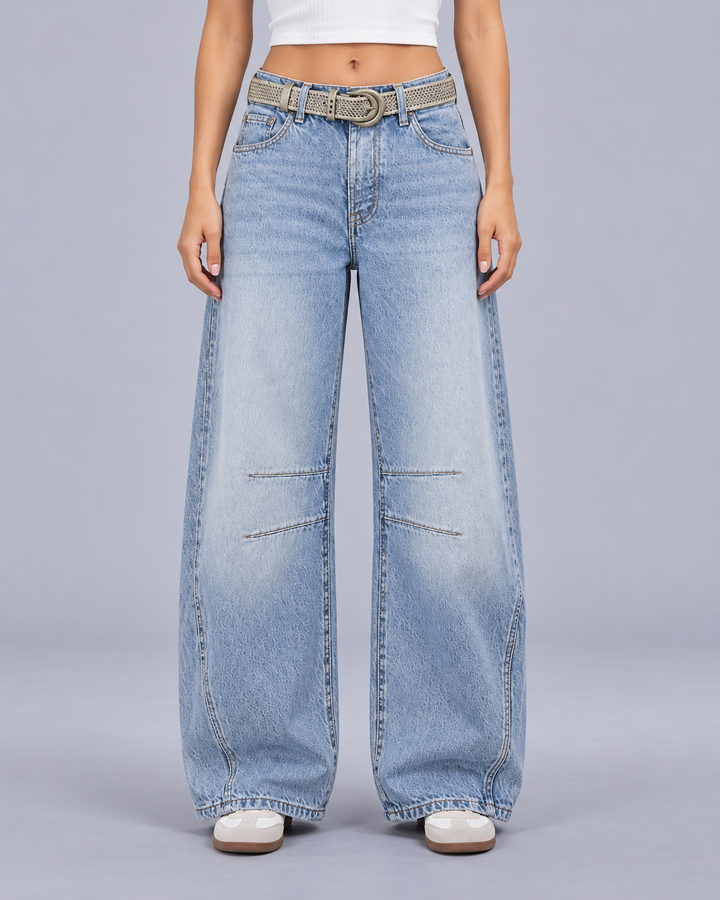 Women's Mid Rise Barrel Leg Jeans