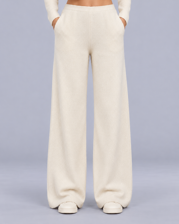 Women's Merino Wool Wide Leg Knitted Trousers