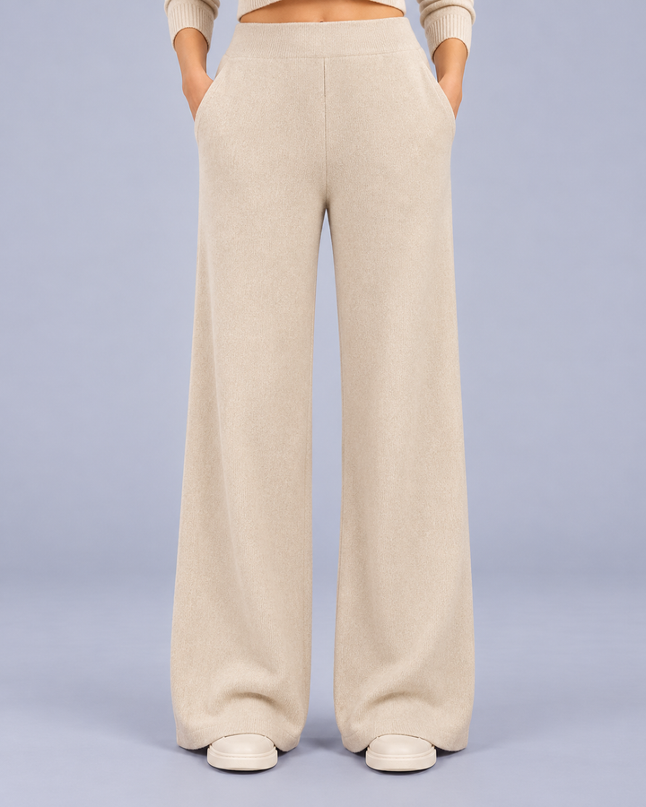 Women's Merino Wool Wide Leg Knitted Trousers