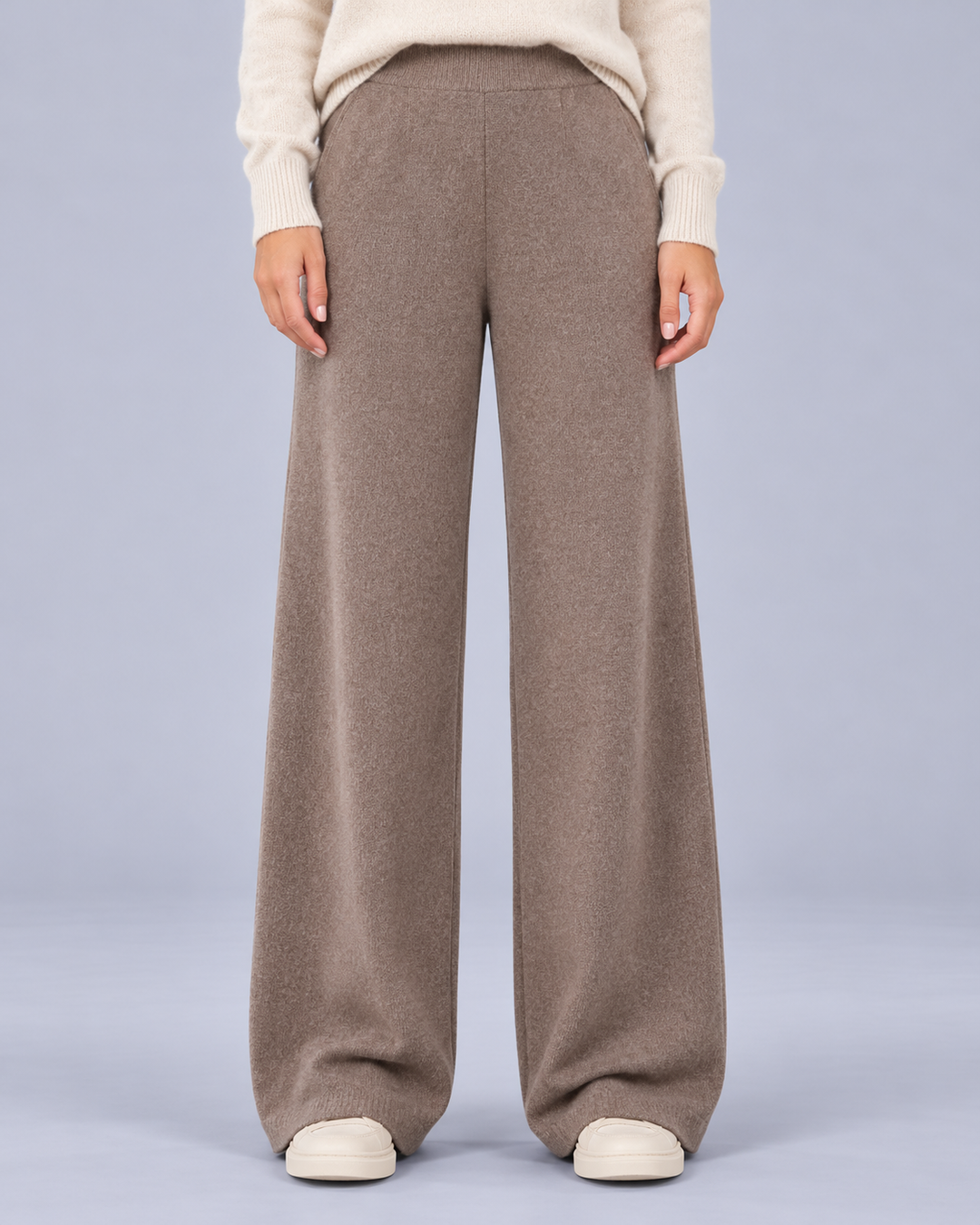 Women's Merino Wool Wide Leg Knitted Trousers