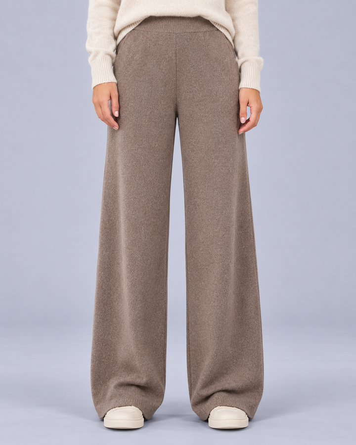 Women's Merino Wool Wide Leg Knitted Trousers