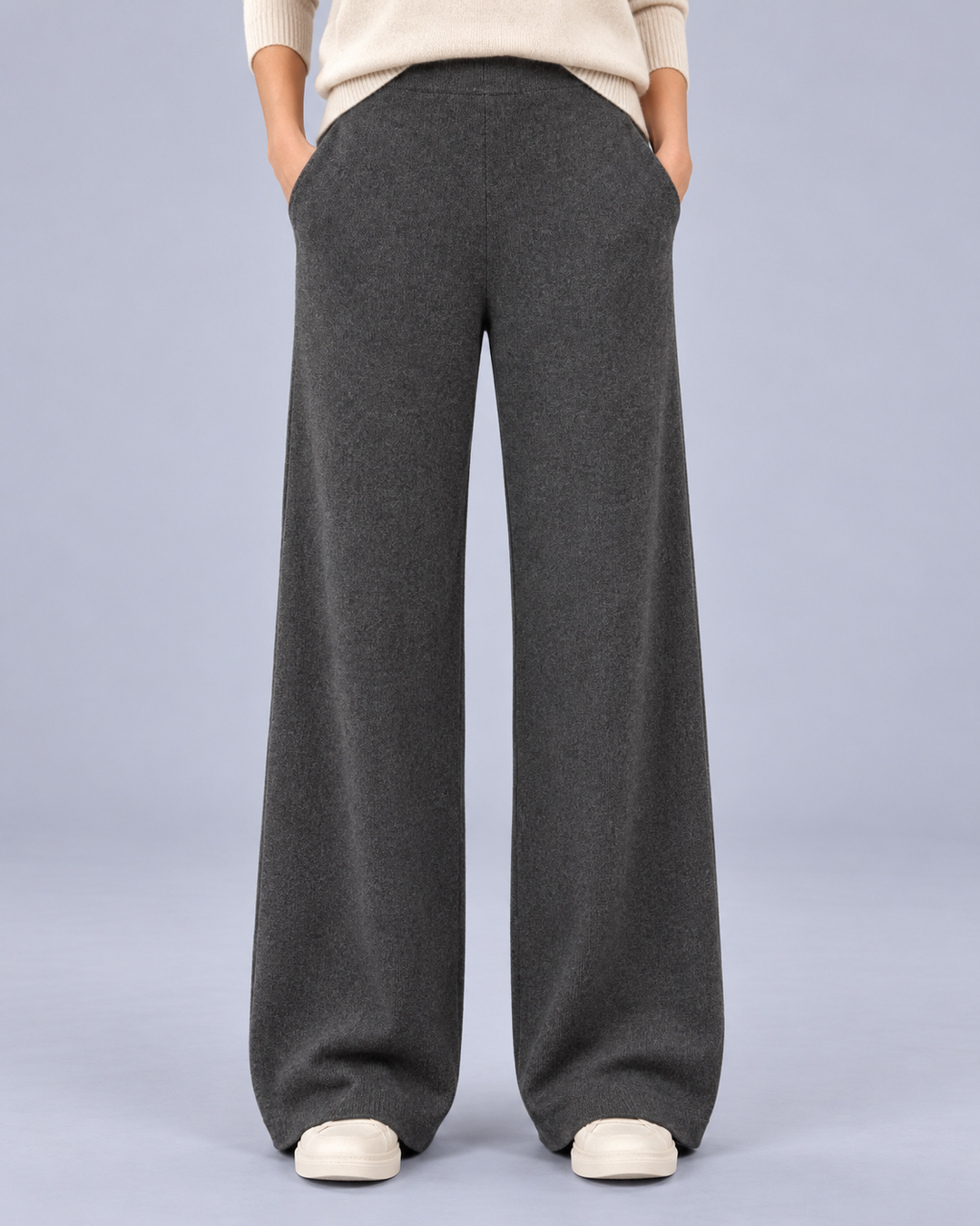 Women's Merino Wool Wide Leg Knitted Trousers