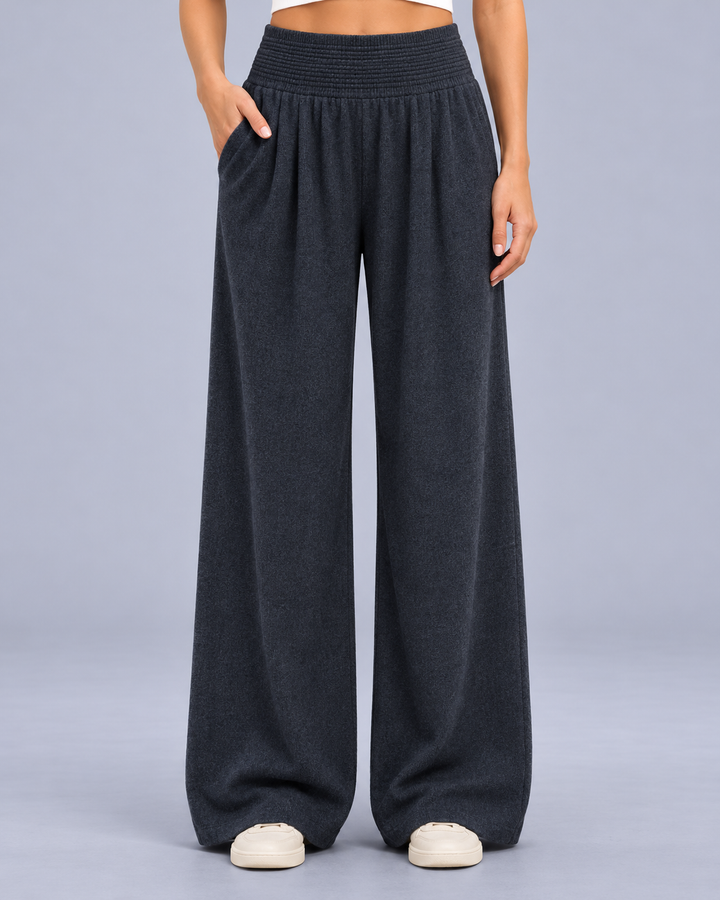 Women's Merino Wool Wide Leg Knitted Trousers