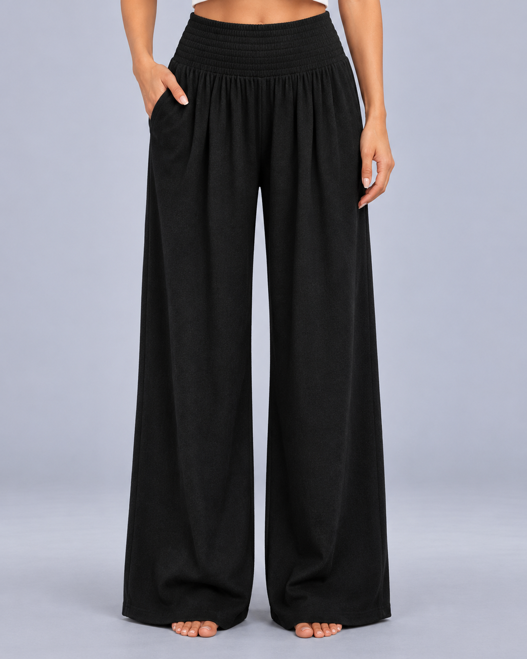 Women's Merino Wool Wide Leg Knitted Trousers
