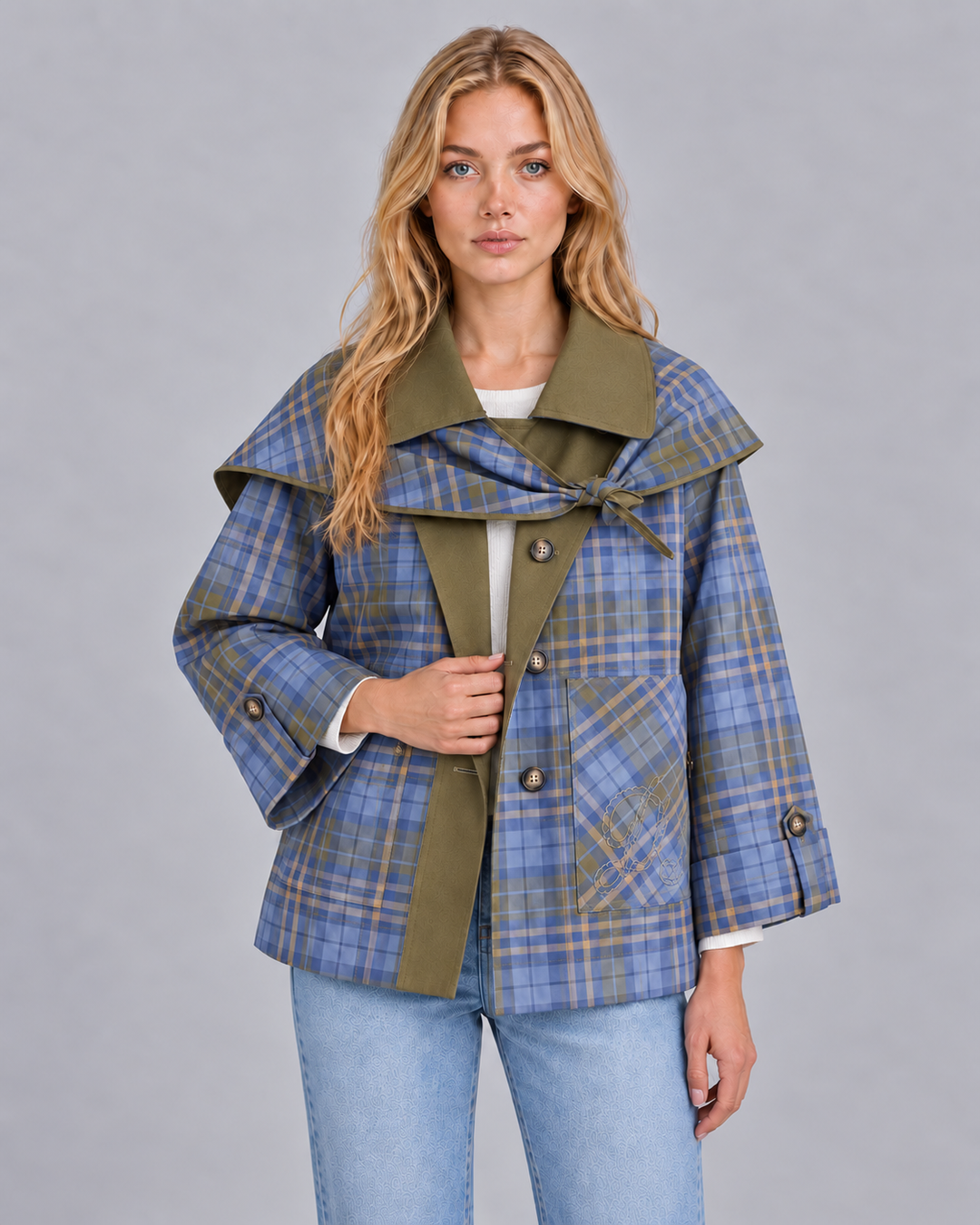 Women's 100% Cotton Reversible Scarf Jacket