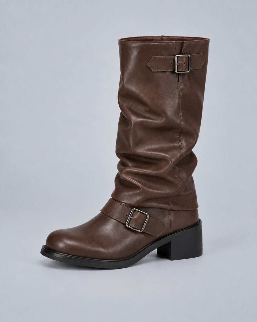 Women's Biker Buckle Knee-High Boots