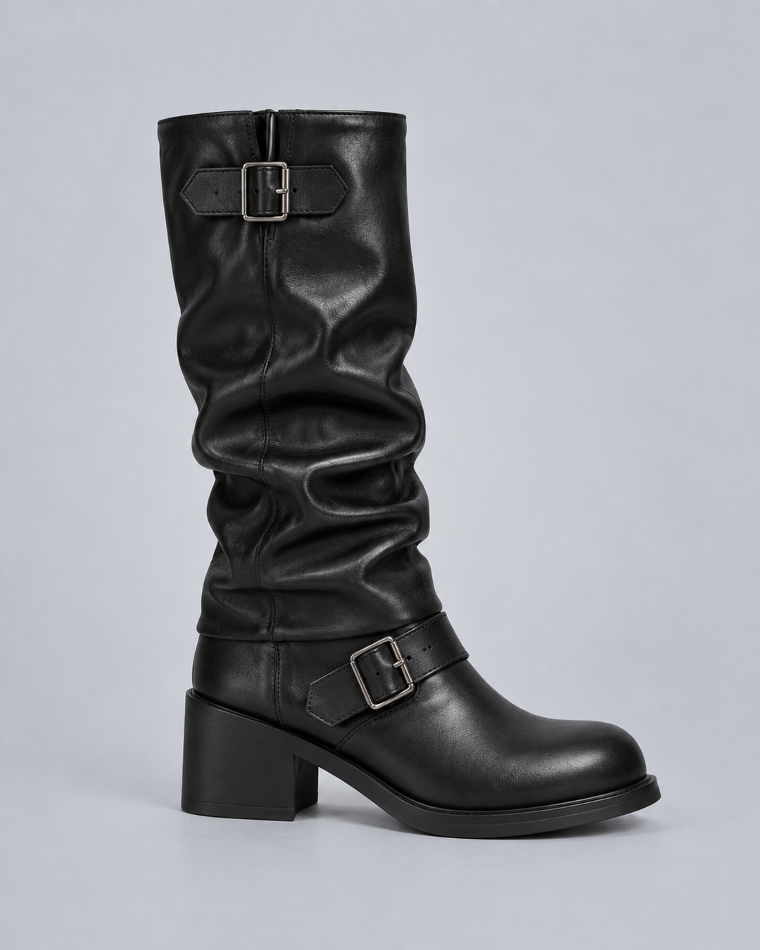 Women's Biker Buckle Knee-High Boots