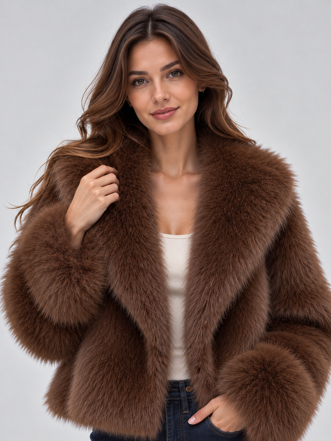 Women's Cropped Faux Fur Jacket
