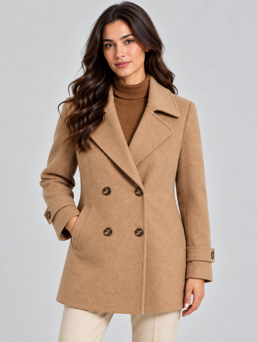 Women's Double Breasted Coat – Short Tailored Fit