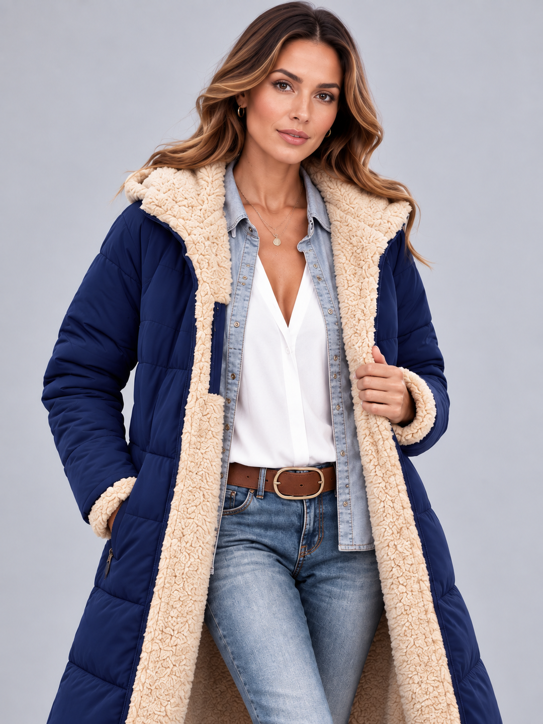 Women's Reversible Teddy Puffer Coat – Longline