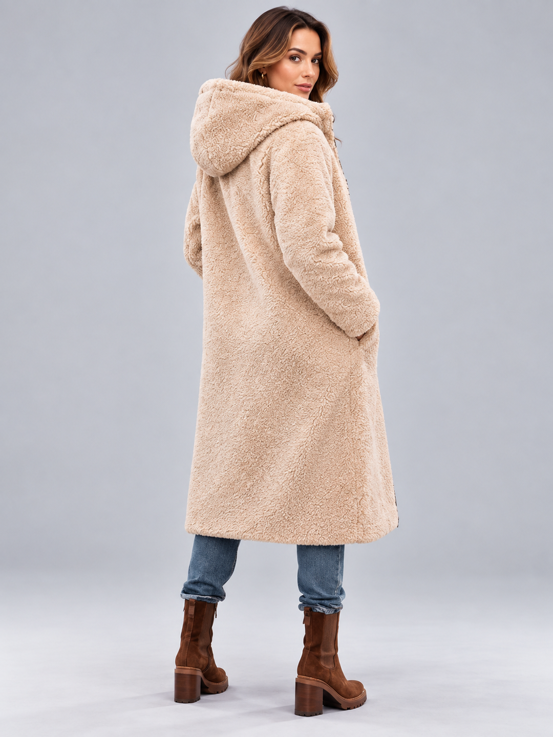 Women's Reversible Teddy Puffer Coat – Longline
