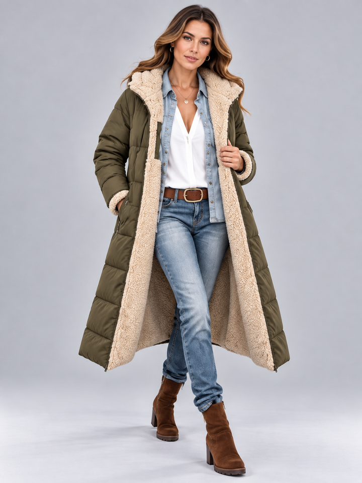 Women's Reversible Teddy Puffer Coat – Longline