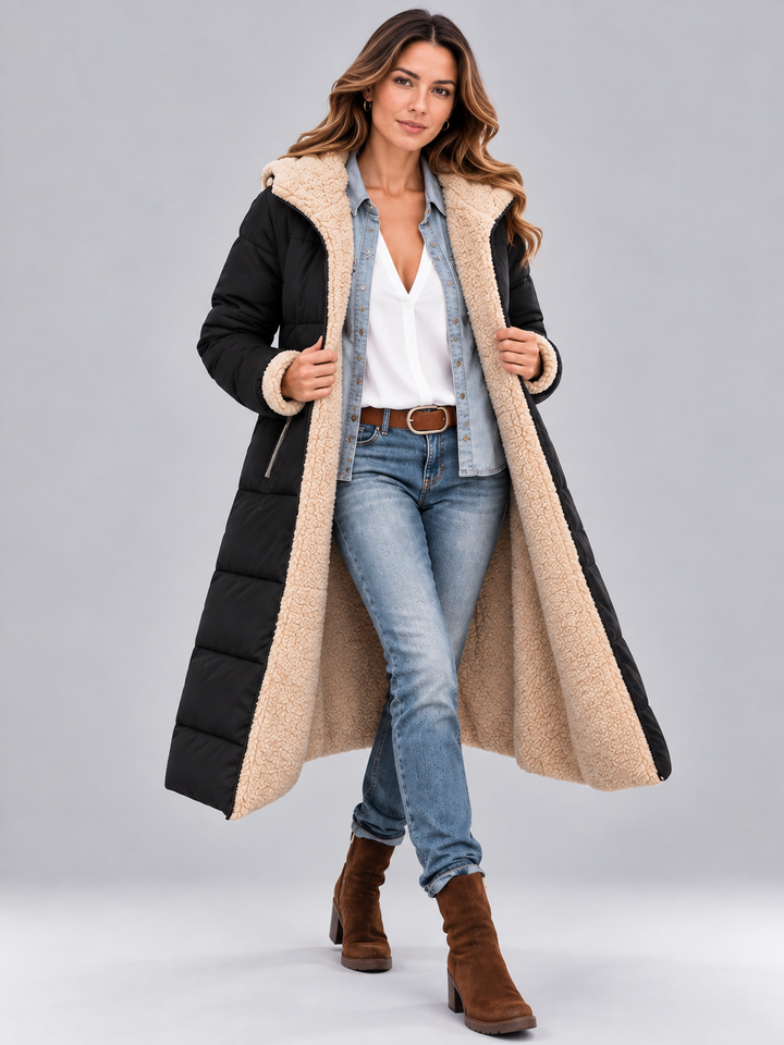 Women's Reversible Teddy Puffer Coat – Longline