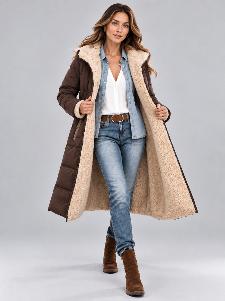 Women's Reversible Teddy Puffer Coat – Longline