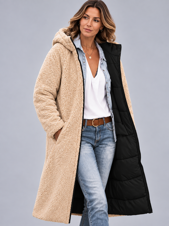 Women's Reversible Teddy Puffer Coat – Longline