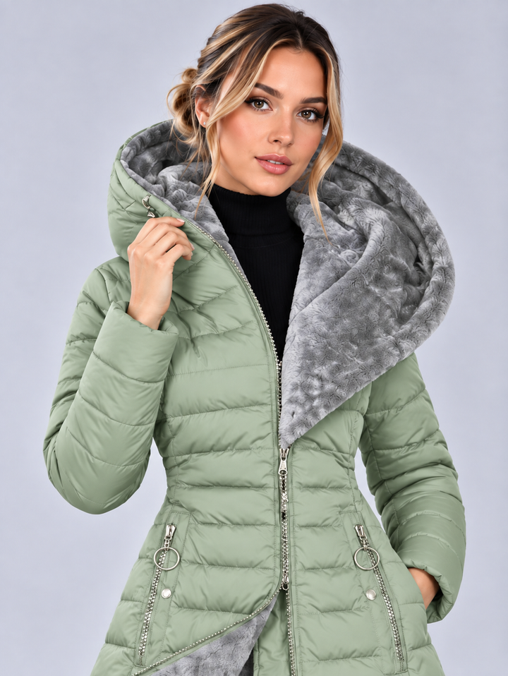 Women's Longline Puffer Jacket with Hood