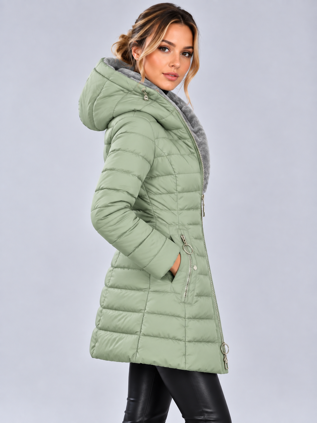 Women's Longline Puffer Jacket with Hood