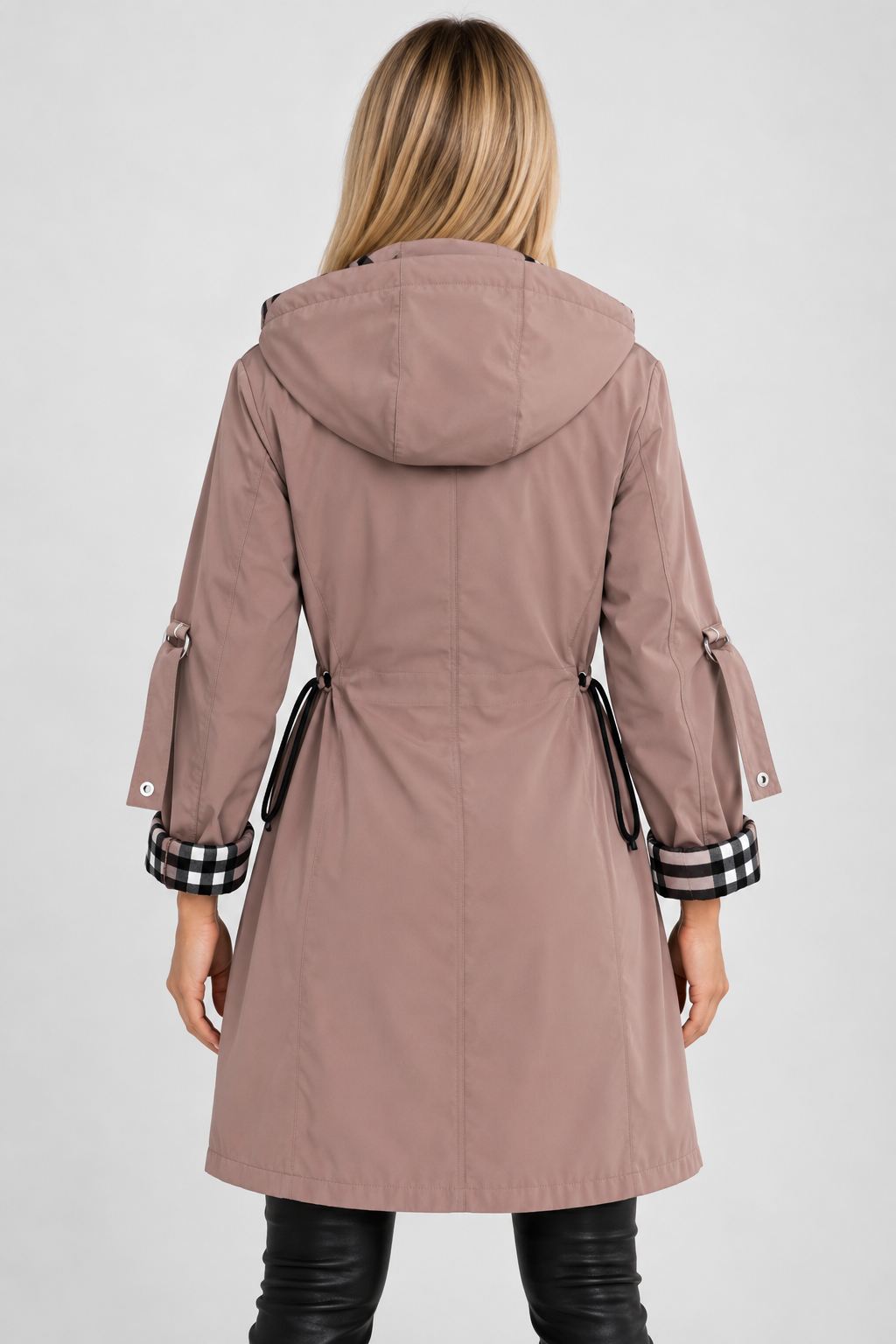 Women's Waterproof Hooded Raincoat with Drawstring Waist