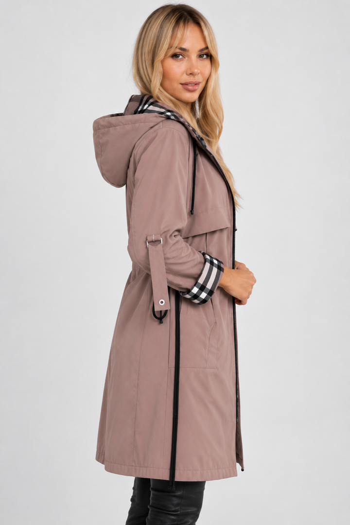 Women's Waterproof Hooded Raincoat with Drawstring Waist