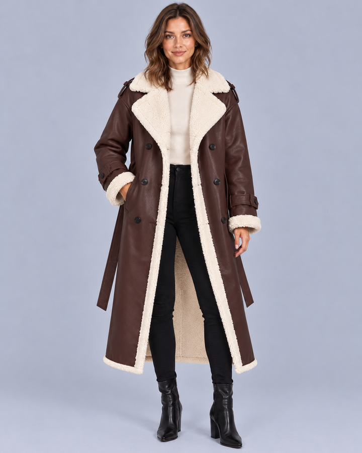 Women's Double-Breasted Faux Shearling Coat