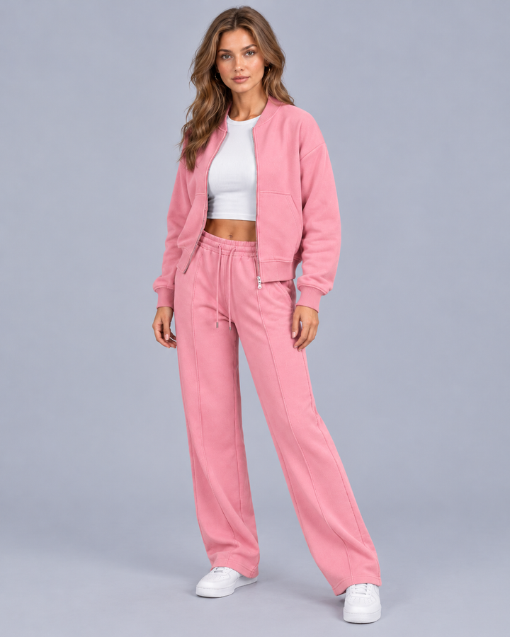 Women's Bomber Zip Tracksuit with Straight-Leg Bottoms