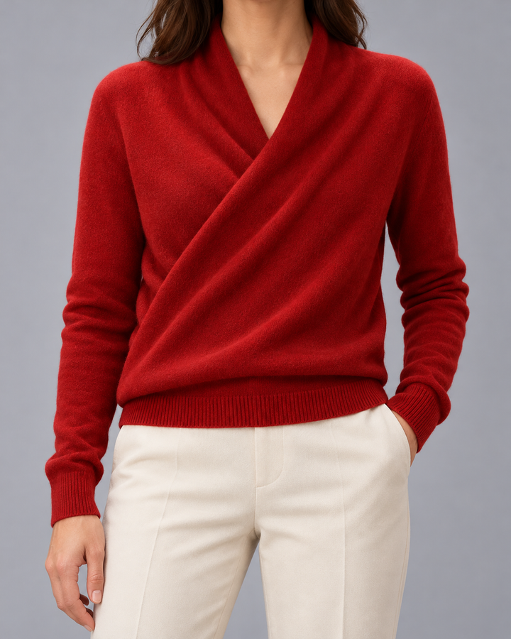 Women's Cashmere Wrap Jumper with Crossover Neckline