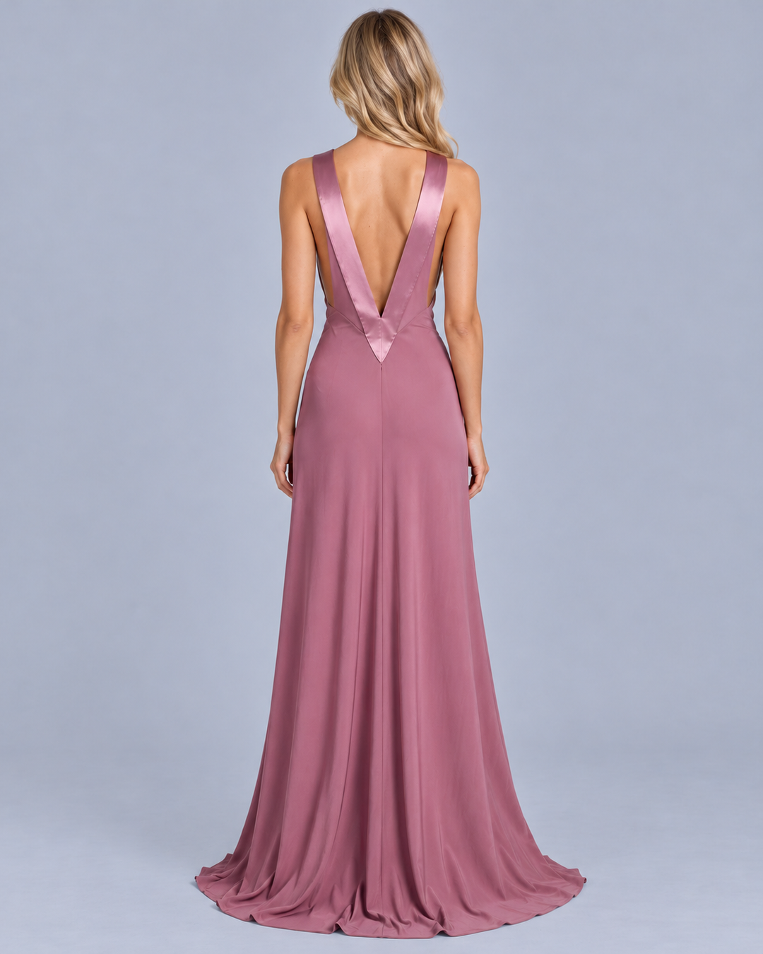 Women's Plunge Maxi Dress with Satin Straps