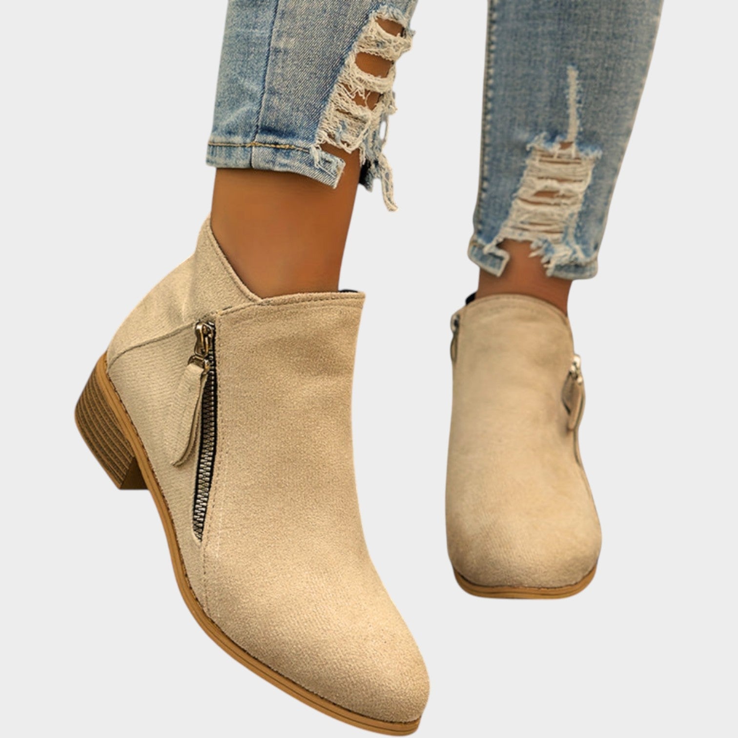 Women's Ankle Boots | Casual Side Zip Low Heel Booties