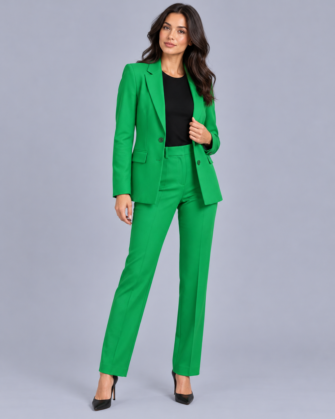 Women's Two-Piece Trouser Suit with Fitted Blazer