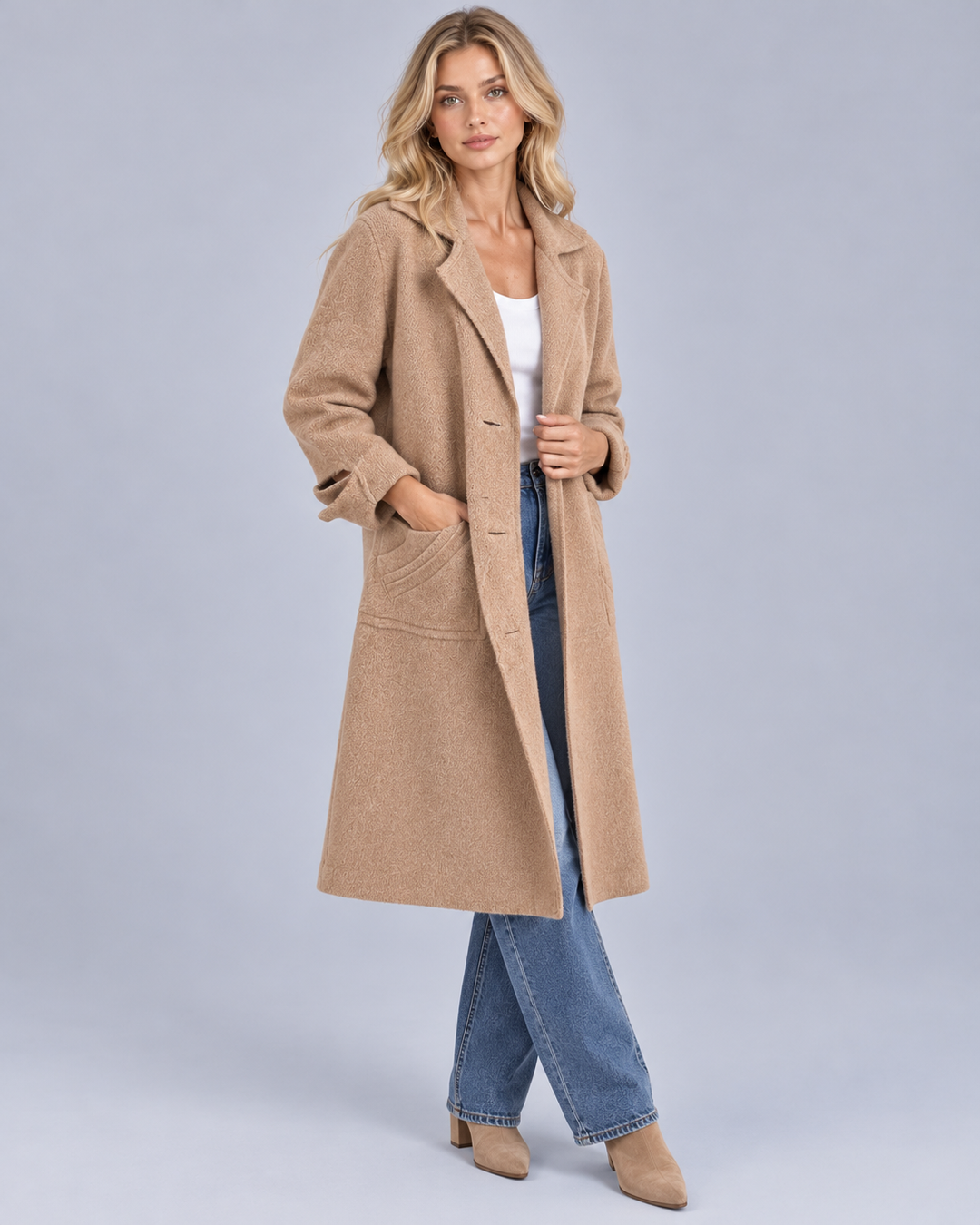Women's Tailored Coat with Turned-Back Cuffs