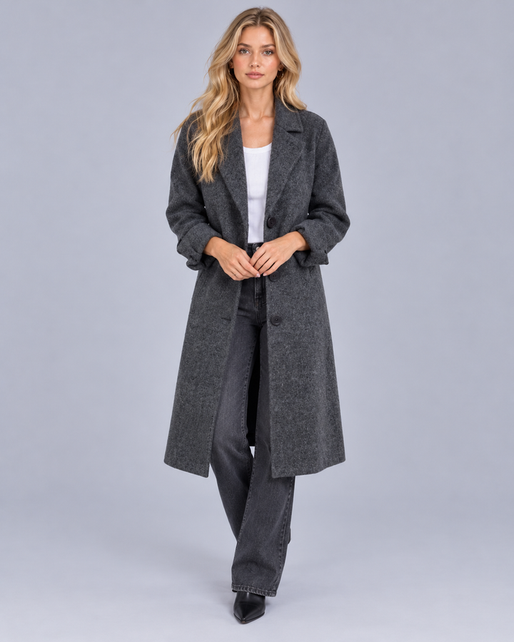Women's Tailored Coat with Turned-Back Cuffs