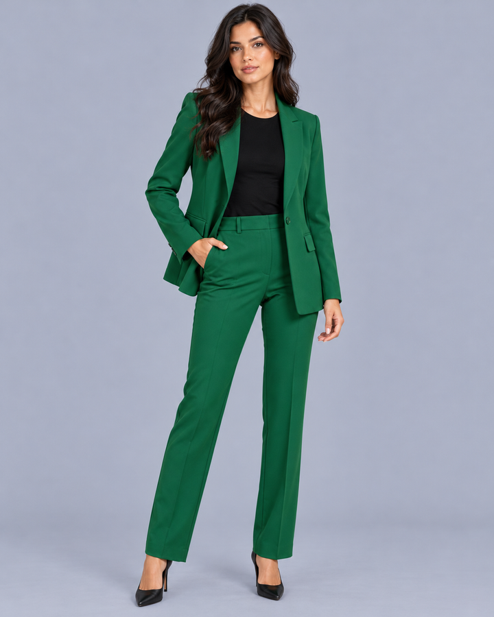 Women's Two-Piece Trouser Suit with Fitted Blazer