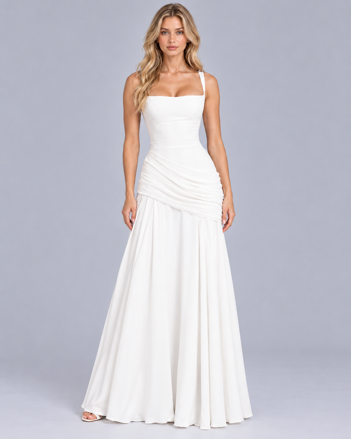 Women's Corset Maxi Dress with Draped Hip
