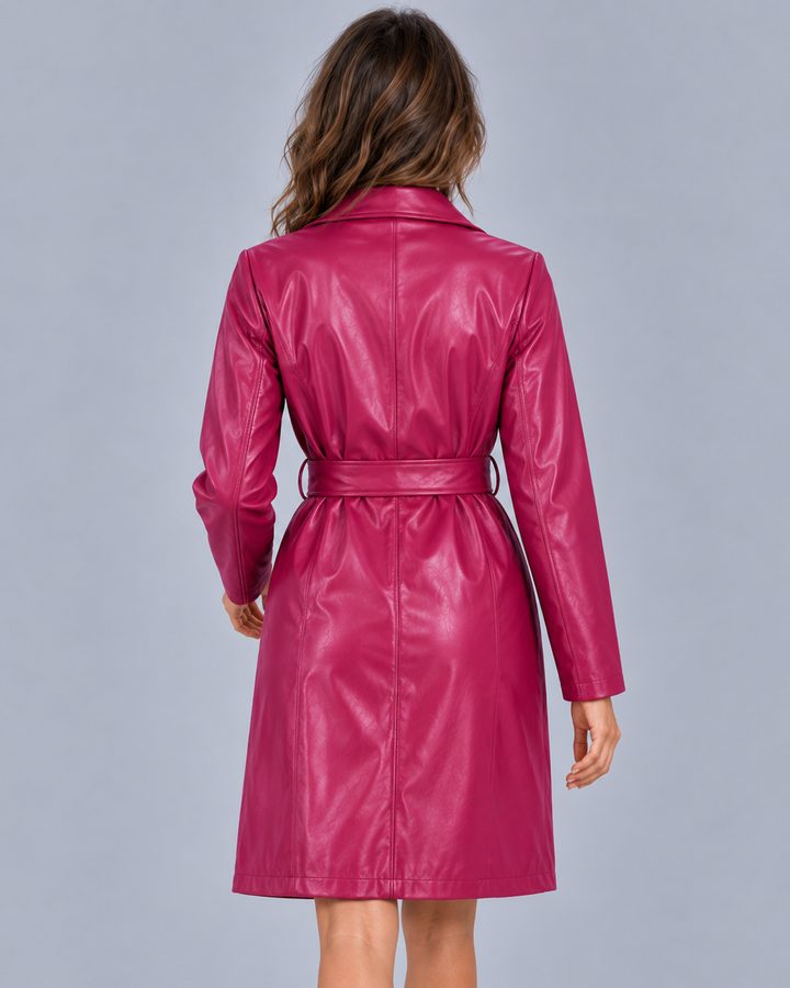 Women's Longline Faux Leather Trench Coat
