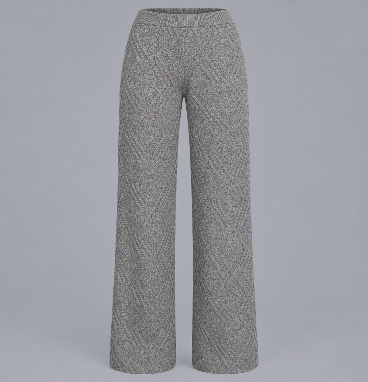 Women's Crystal Button Knit Cardigan & Trouser Set – Grey