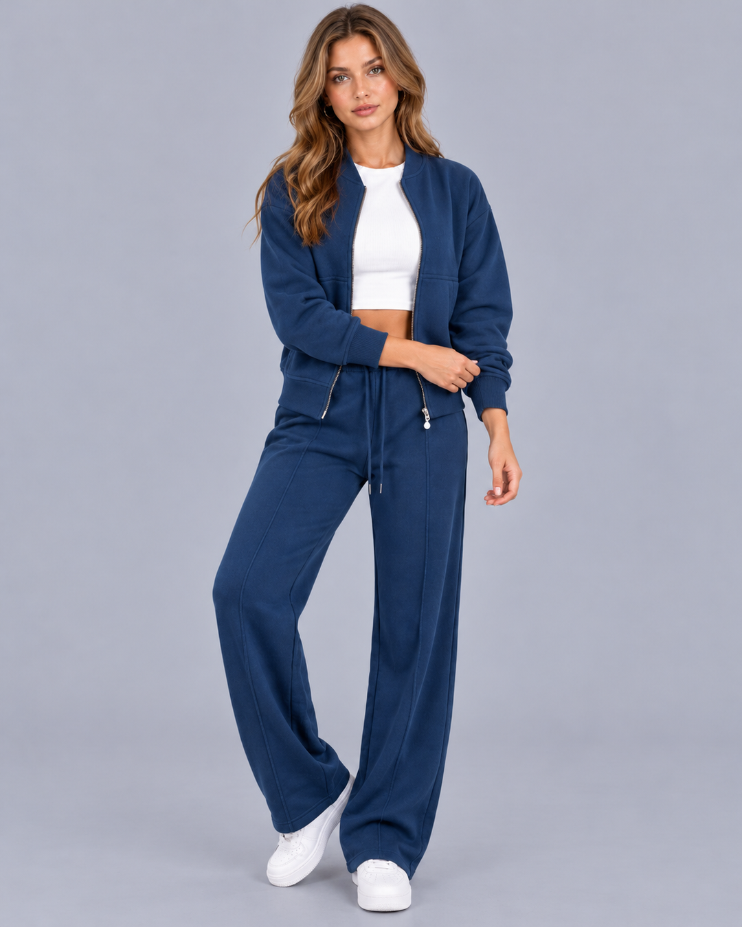 Women's Bomber Zip Tracksuit with Straight-Leg Bottoms
