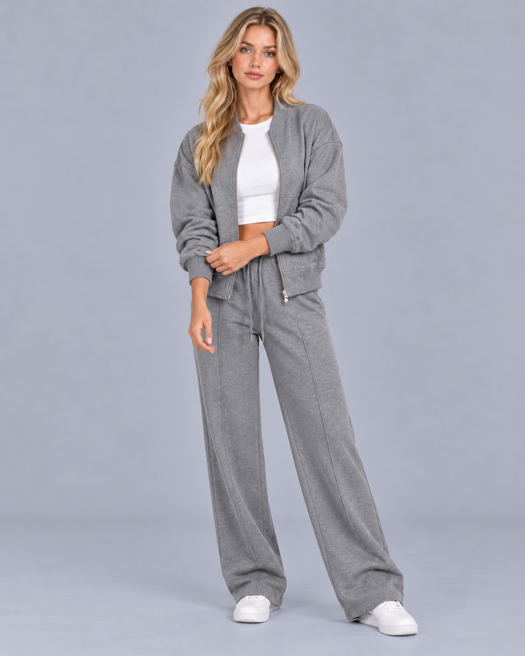 Women's Bomber Zip Tracksuit with Straight-Leg Bottoms
