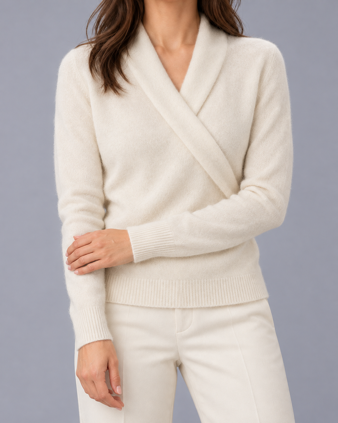 Women's Cashmere Wrap Jumper with Crossover Neckline