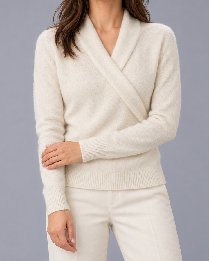 Women's Cashmere Wrap Jumper with Crossover Neckline