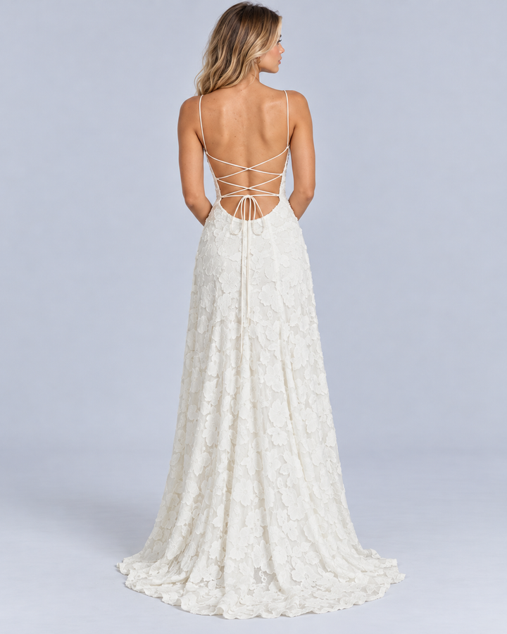 Women's Lace Maxi Dress with Structured Bodice