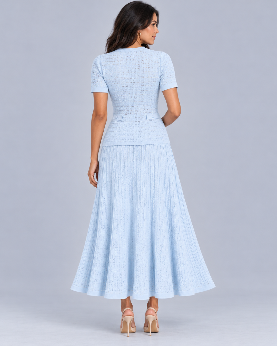 Women's Knitted Maxi Dress with Button Front