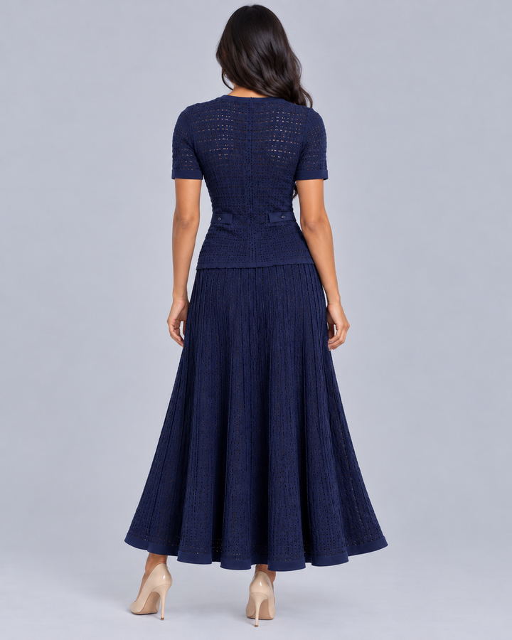 Women's Knitted Maxi Dress with Button Front