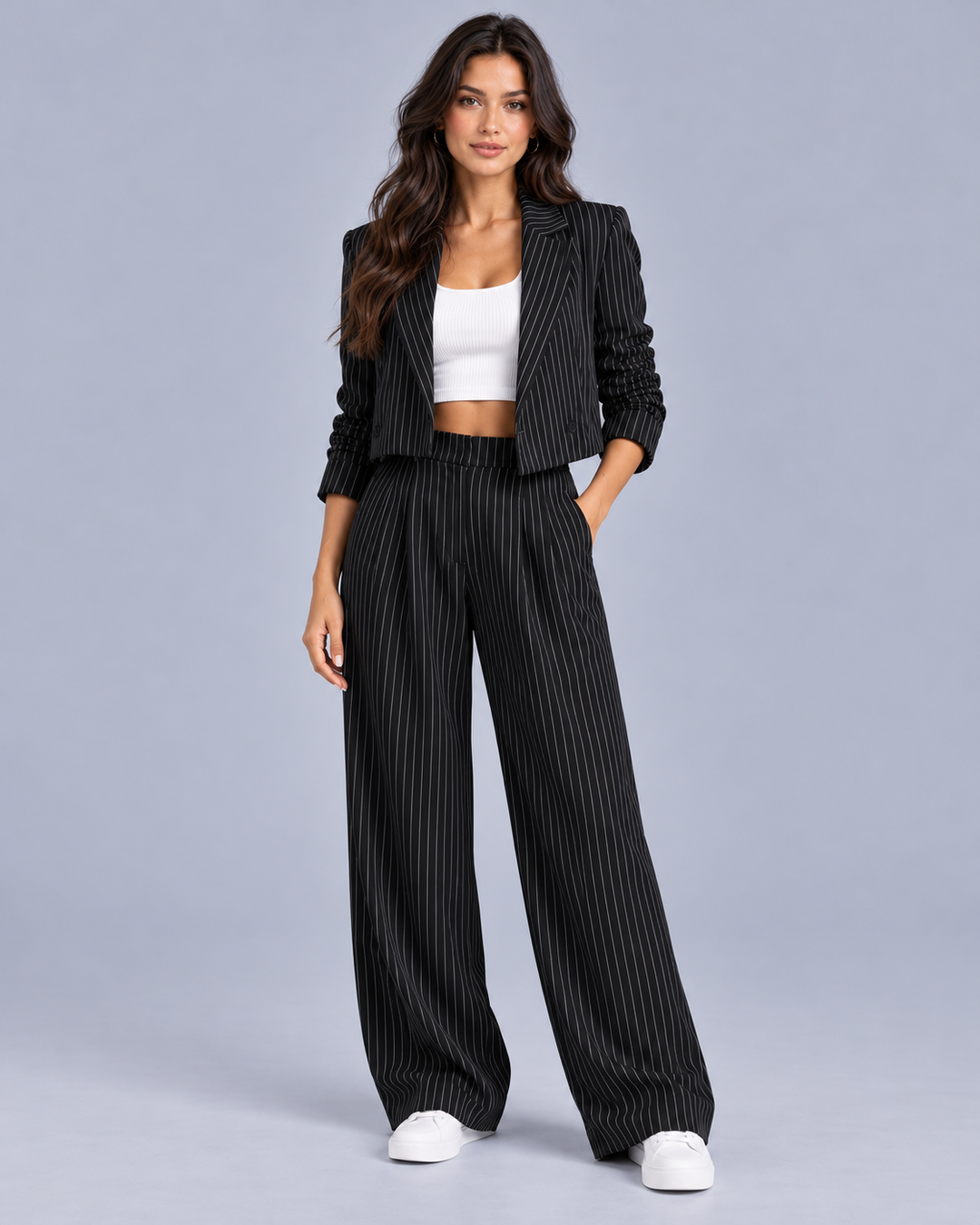 Women's Pinstripe Stretch Trouser Suit
