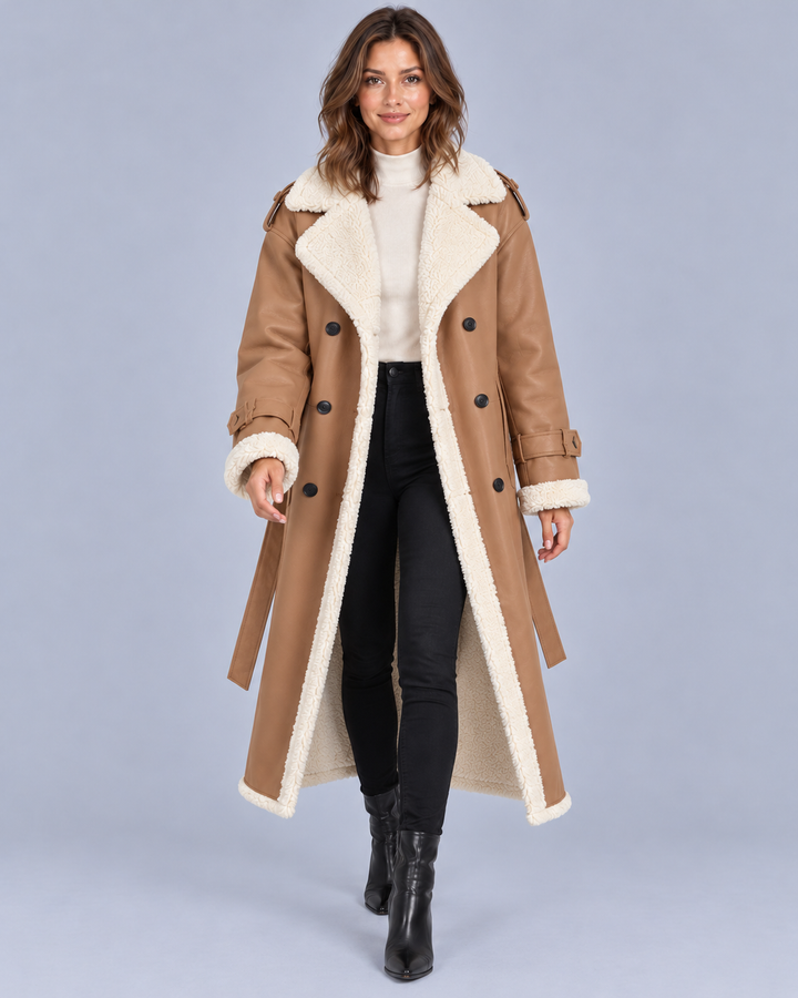 Women's Double-Breasted Faux Shearling Coat
