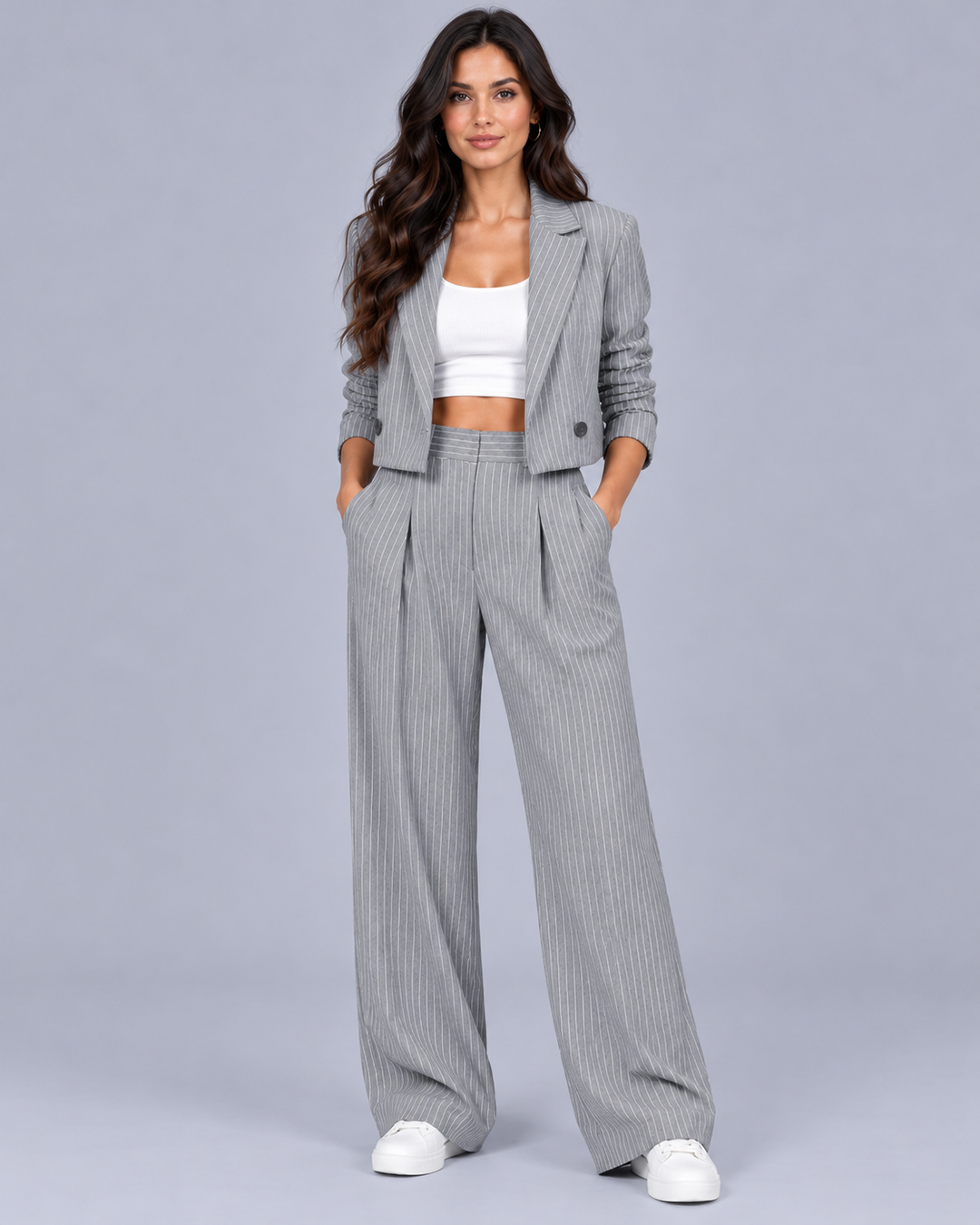 Women's Pinstripe Stretch Trouser Suit
