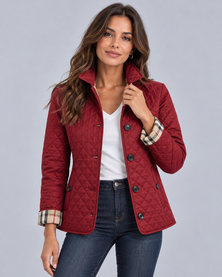 Women's Lightweight Quilted Jacket | Contrast Cuff Padded Coat